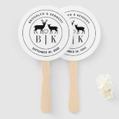 Éventail Deer Monogram Mariage campagnard rustique Nom du c (Devant et derrière)