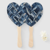 Éventail Denim déchiré foncé patchwork et tresses (Devant et derrière)