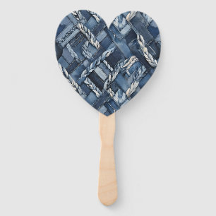 Éventail Denim déchiré foncé patchwork et tresses
