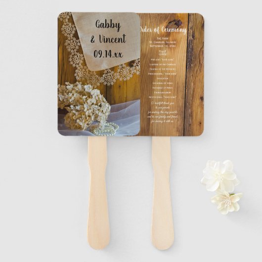 Éventail Dentelles de pays et Fleurs Programmes de mariage  (Devant et derrière)