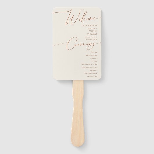 Éventail Désert de Whimsical | Programme de mariage beige (Devant)