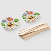 Éventail Design arrière - plan transparent avec fleurs colo (Non-assemblé)