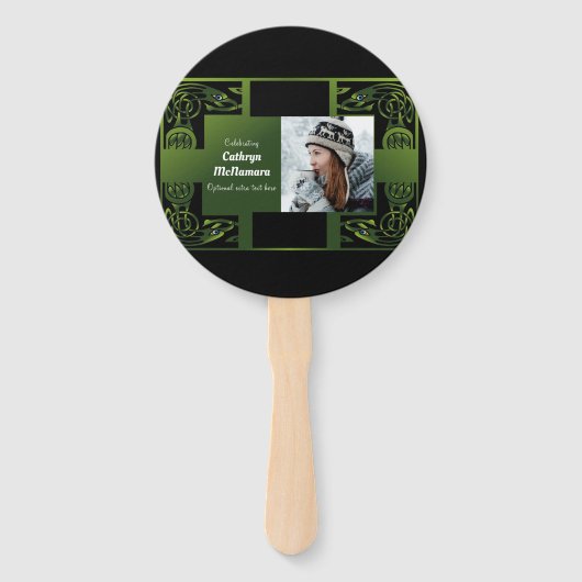 Éventail Design Celtique irlandais traditionnel vert (Devant)