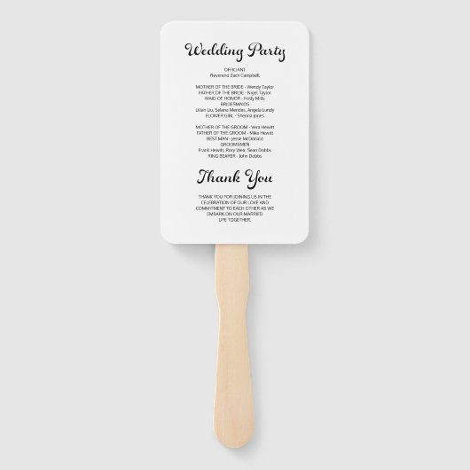 Éventail Design moderne Script minimal mariage blanc (Dos)