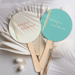 Éventail Design rétro chic avec Mariage de rayures colorées