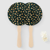 Éventail Design turquoise et Gold Leopard Series 1 (Devant et derrière)