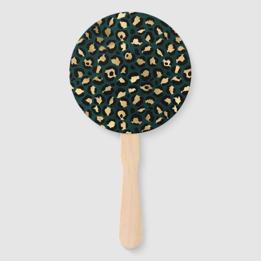 Éventail Design turquoise et Gold Leopard Series 1 (Devant)