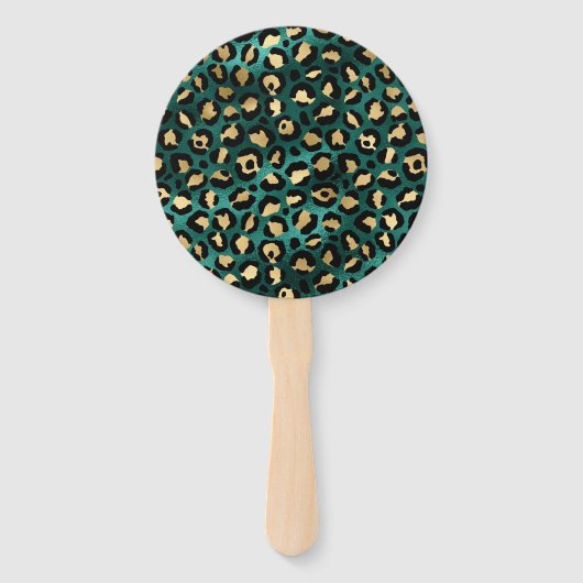 Éventail Design turquoise et Gold Leopard Series 3 (Devant)