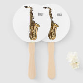 Éventail dessin animé saxophone (Devant et derrière)