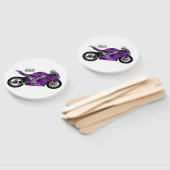Éventail Dessin de moto de sport violet (Non-assemblé)