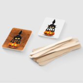 Éventail Dessin d'Halloween au chat effrayé sur Citrouille (Non-assemblé)