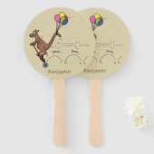 Éventail Dessin d'humour australien kangourou (Devant et derrière)