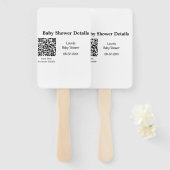 Éventail DÉTAILS DU baby shower QR SCAN CODE RU MODERNE MIN (Devant et derrière)