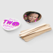 Éventail Deux beignes douces 2e anniversaire fille rose Pho (Non-assemblé)