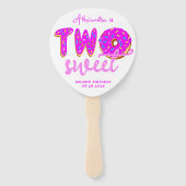 Éventail Deux beignes douces 2e anniversaire fille rose Pho (Devant)