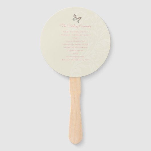 Éventail Deux fans de programme de mariage de papillons à e (Dos)