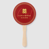 Éventail Deux initiales mariage chinois rouge (Devant)