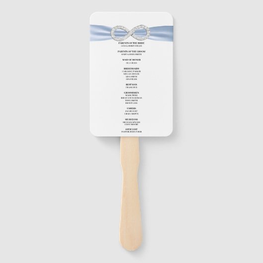 Éventail Diamant bleu Infinity Wedding Programme Fans (Dos)