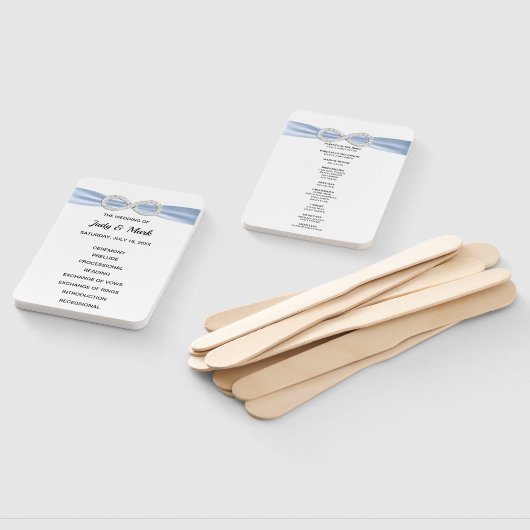 Éventail Diamant bleu Infinity Wedding Programme Fans (Non-assemblé)