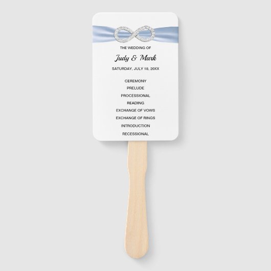 Éventail Diamant bleu Infinity Wedding Programme Fans (Devant)