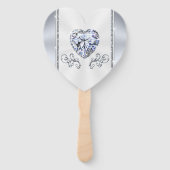 Éventail Diamond Heart Fans Mariages personnalisés en vrac (Dos)