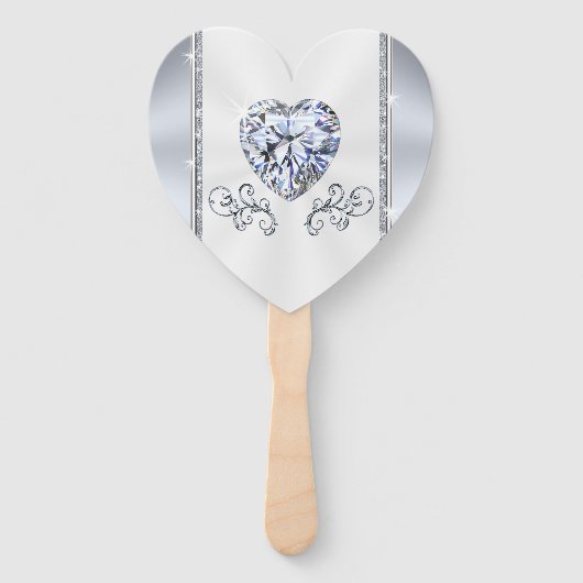 Éventail Diamond Heart Fans Mariages personnalisés en vrac (Dos)