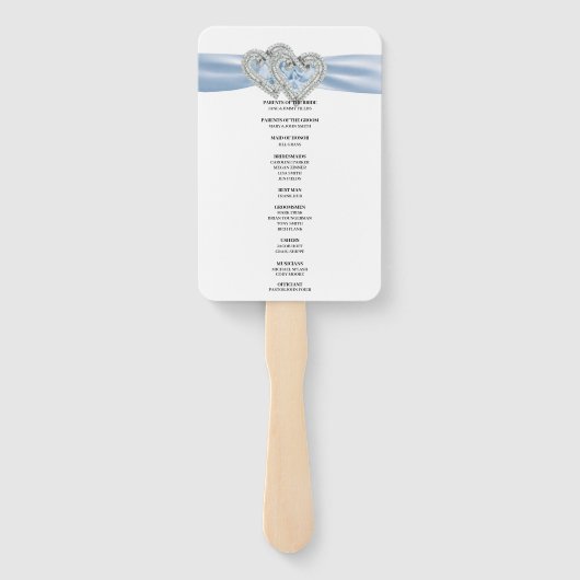 Éventail Diamond Hearts Blue Wedding Programme Fans (Dos)