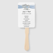 Éventail Diamond Hearts Blue Wedding Programme Fans (Devant)