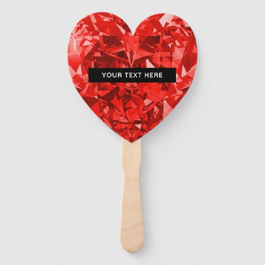 Éventail Diamond Ruby Heart Personalized Text Luxury Chic (Dos)