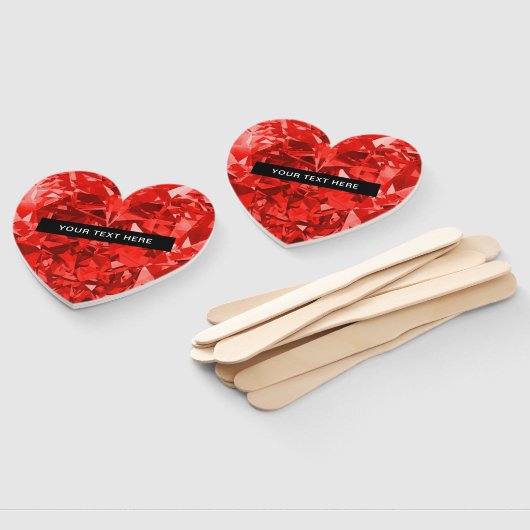 Éventail Diamond Ruby Heart Personalized Text Luxury Chic (Non-assemblé)