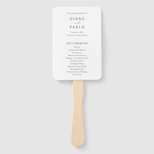 Éventail Diane Contemprary Chic Programme de Mariage Modern (Devant)