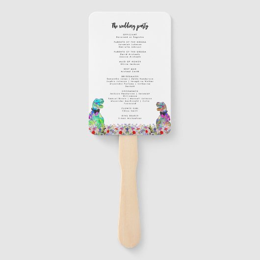 Éventail Dinosaur 2 Grooms Gay Wedding Day Program (Dos)