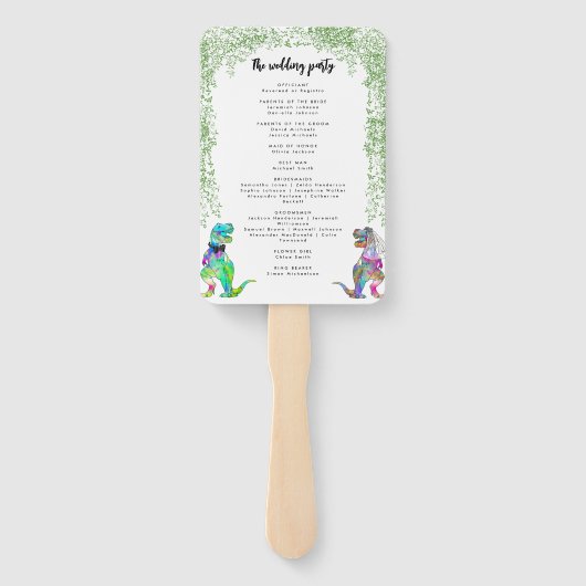 Éventail Dinosaur Programme de mariage à thème (Dos)