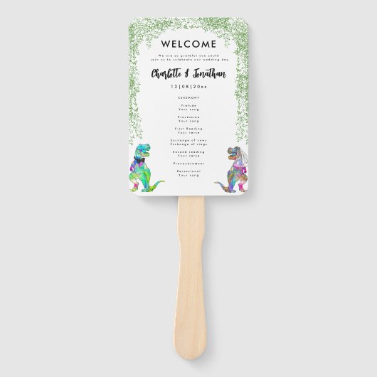 Éventail Dinosaur Programme de mariage à thème (Devant)