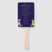 Éventail Dinosaur Wedding Ceremony Navy Blue Blush Pink (Devant)