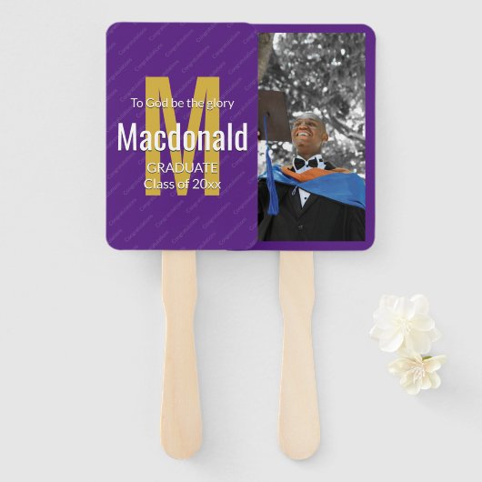 Éventail Diplômé à DIEU ÊTRE LA GLOIRE Graduation Photo (Devant et derrière)