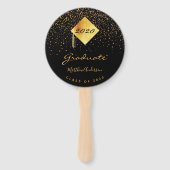 Éventail Diplômé noir d'or confetti photo 2023 (Devant)