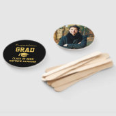 Éventail Diplôme noir et or - photo de l'étudiant (Non-assemblé)