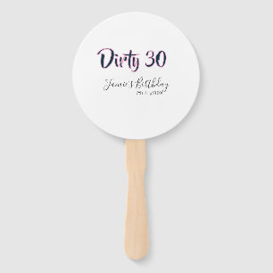 Éventail Dirty 30 joyeux anniversaire nom date rose gris ca
