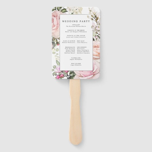 Éventail do-it-yourself programme de mariage floral rose ru (Dos)