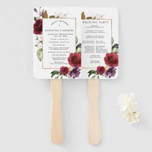 Éventail do-it-yourself Rustic Red Floral Wedding Programme