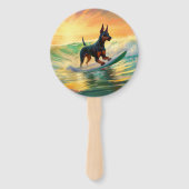 Éventail Doberman Beach Surf Peinture (Dos)