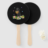 Éventail Dog Lover | Bunny Black Labrador Dog & Easter Eggs (Devant et derrière)
