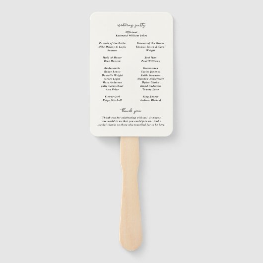 Éventail Doodle Programme de mariage moderne Doodle Hand Dr (Dos)