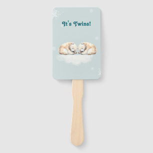 Éventail Double Baby shower des oreilles polaires jumelles