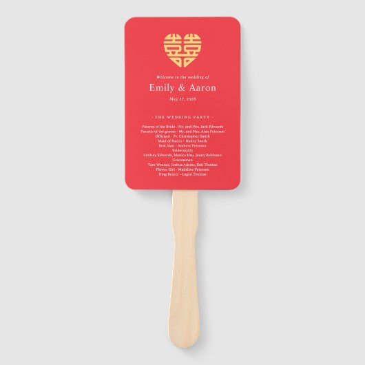 Éventail Double Bonheur Programme de mariage chinois (Devant)