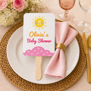 Éventail Douce aquarelle Jaune Soleil Sourire Baby Shower