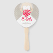 Éventail Douche nuptiale rose rouge robe blanche sur mesure (Dos)