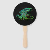 Éventail Dragon Mosaïque Vert Incroyable (Devant)