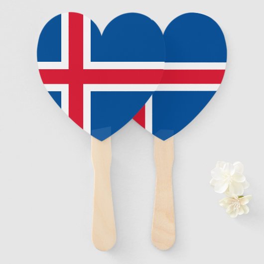 Éventail Drapeau cardiaque islandais (Devant et derrière)